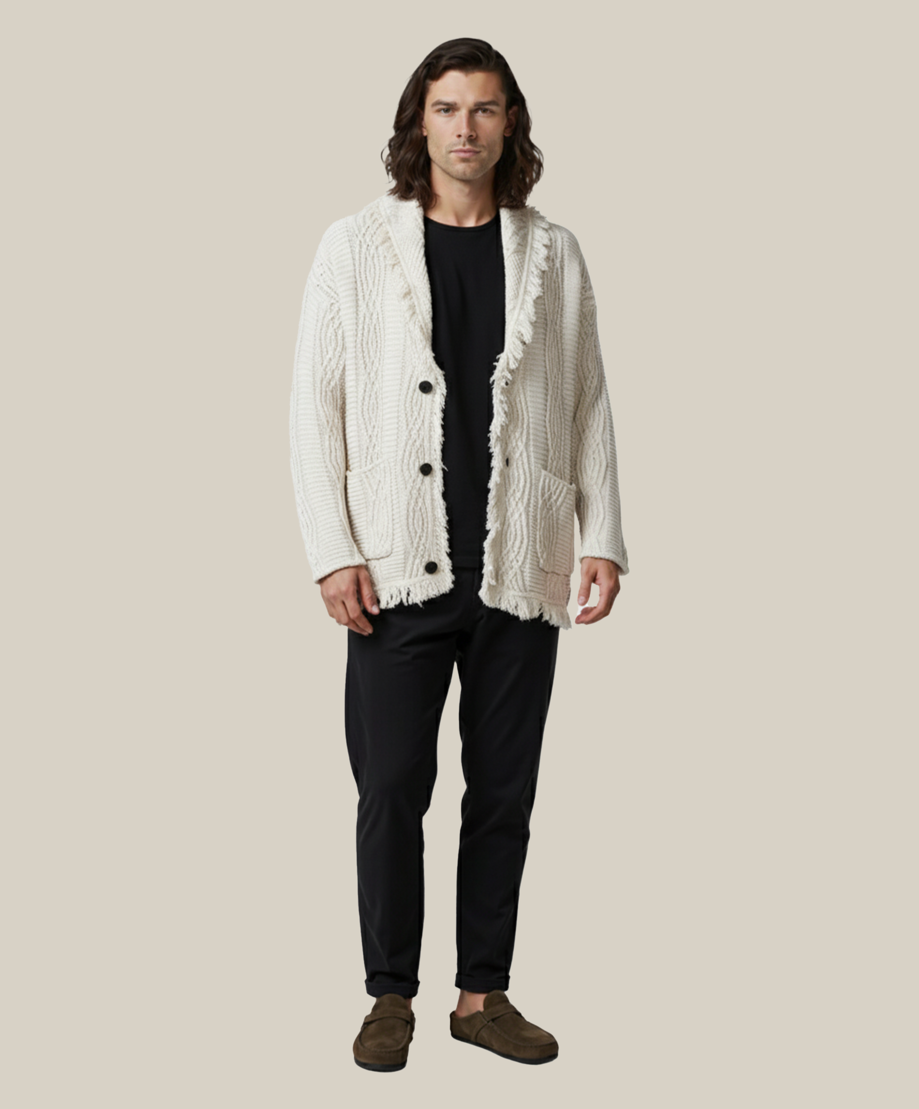 Solstice Ash White V-Neck Heritage Cardigan